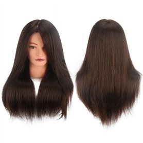 Tête de mannequin 100 % cheveux humains naturels Marron 45
