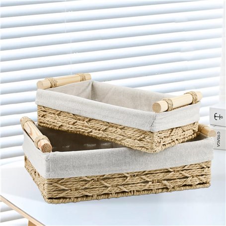 YBCCBY Lot de 2 Paniers Rangement Osier Rectangulaire