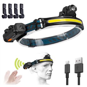 Sumeber Lampe frontale LED rechargeable avec capteur manuel 5 modes de lumière 500 lumens - Lampe frontale étanche - Pour enfant