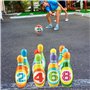 Jeu de Quilles pour Enfants, 12 Pièces Jeu de Bowling, avec 10 Quilles et 2 Boules Souples, Intérieur Jardin Extérieur Jouets, J