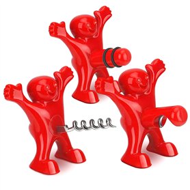 Yisscen 3 Pièces Ouvre-Bouteille Homme Rouge Bouchon de vin décapsuleur Bière Ouvre Bouteille