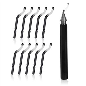 QIMEI-SHOP Outil D'ébavurage avec Poignée de Alliage D'aluminium 10 Deburr Lames de Acier Rapide pour Imprimante 3D Plastique Al