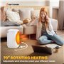 Lightswim Chauffage d'appoint électrique portable oscillant à 70°, 1200 W PTC en céramique avec 3 modes, mini chauffage/refroidi
