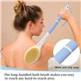 HORJOR Brosse de Bain Douche Long Manche 44cm, pour le Brossage Du Dos Humide ou Sec, Brosse Corps, Nettoyage en profondeur, Exf