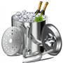 Feelhap Seau à Glace en Acier Inoxydable 3L Seau à Glace Isotherme Double paroi Seau à Champagne avec Couvercle Pinces Pince à g