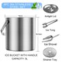 Feelhap Seau à Glace en Acier Inoxydable 3L Seau à Glace Isotherme Double paroi Seau à Champagne avec Couvercle Pinces Pince à g