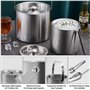 Feelhap Seau à Glace en Acier Inoxydable 3L Seau à Glace Isotherme Double paroi Seau à Champagne avec Couvercle Pinces Pince à g
