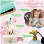 Feelhap Maquillage Enfant Fille en Bois, Jouets de Maquillage en Bois Kit Maquillage Enfant avec Accessoires de Coiffure Trousse