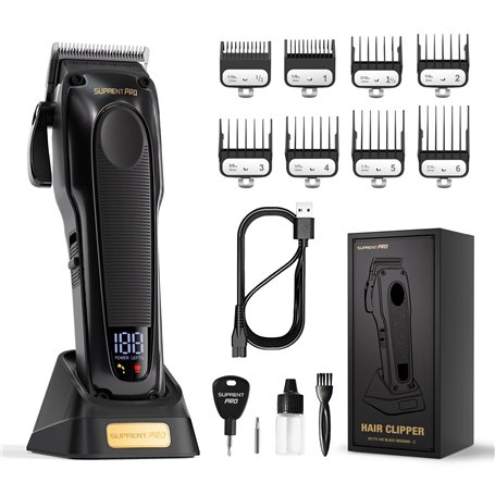 SUPRENT Tondeuse Cheveux Professionnelle Pour Homme - Moteur Brushless à Grand Couple & DLC Lame Amovible Enduite - Rasoir Barbe
