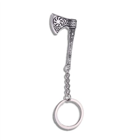 Porte-clés hache viking nordique Rune Warrior Symbole amulette porte-clés breloque cadeau pour homme