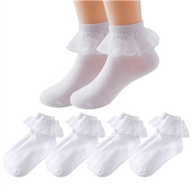 ChAusa 4 Paires Chaussettes à Volants Chaussette Bébé Fille en Dentelle