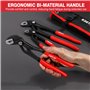 KRETLAW Lot de 3 pinces multiprises 180/250/300 mm en Cr-V, pince à tube réglable, serrage rapide avec joint coulissant rainuré