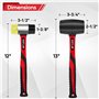 KRETLAW Kit de 2 Maillets en Caoutchouc, Maillet en Caoutchouc de 450g & Maillet Double Face de 35 mm avec Manche en Fibre de Ve