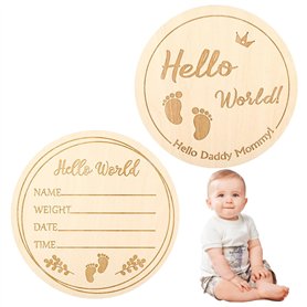 Panneau D'annonce de Bébé en Bois rond de 10 cm