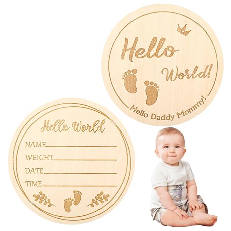 Panneau D'annonce de Bébé en Bois rond de 10 cm