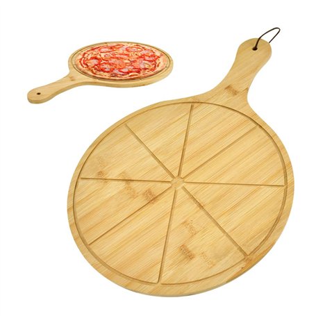 LPAMABA Planche à Découper Bois Pizza 28.5cm