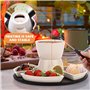 Service à fondue au chocolat en céramique blanche avec 4 fourchettes et 4 assiettes en forme de demi-lune