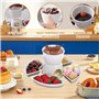 Service à fondue au chocolat en céramique blanche, avec fourchettes en acier inoxydable et 4 plats de service demi-lune, 300 ml