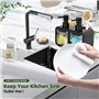 Distributeur de savon de cuisine, distributeur de savon à main et liquide vaisselle avec panier à éponge et support de brosse, o