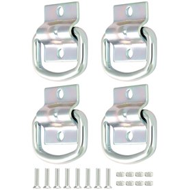 QWORK® Lot de 4 anneaux d'arrimage robustes en D - acier galvanisé - pour remorques