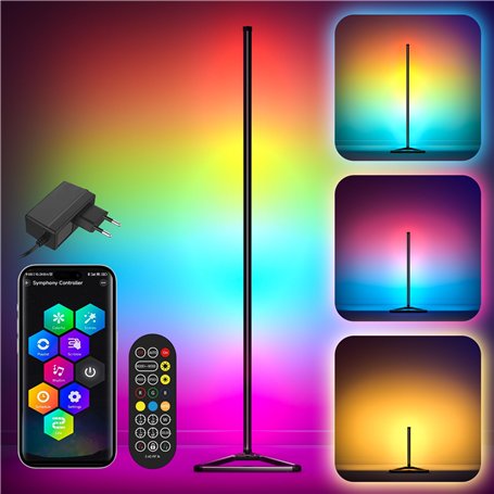 Mtutu Lampadaire LED 140cm Lampadaire sur Pied RGBIC avec Télécommande/App
