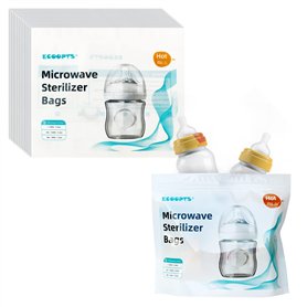ECOOPTS Lot de 12 sacs de stérilisation à vapeur pour micro-ondes - Sacs à vapeur réutilisables pour biberons et tire-lait - Piè