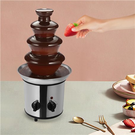 Fontaine à chocolat électrique à 4 étages en acier inoxydable 170 W avec fond chaud pour fondue au chocolat