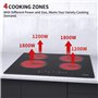 Plaque de Cuisson en Vitrocéramique 6000W Encastrable Table de cuisson 4 foyers verre Capteur Contrôles Tactiles Plaque 4 Feux c