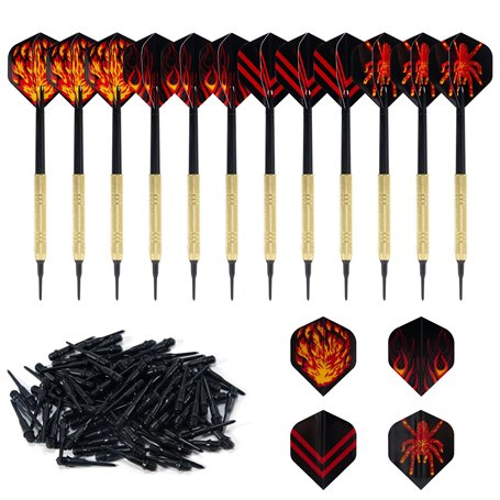 Cheerhom 12pcs Flechette Pointe Plastique Jeu de Fléchettes à Pointe Souple＋100pcs Embouts Remplacement Sécurité Fléchettes Sûre