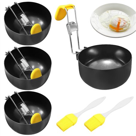 Lot de 4 cuiseurs à œufs en acier inoxydable - Utiles pour la cuisine - Cuiseur à œufs pochés - Cuiseur à œufs pliable - Cuiseur
