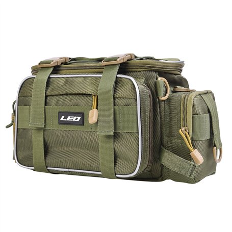 Lixada Multifonctionnel Sac de pêche Plein air Sac à Bandoulière Sac de Taille Pack Leurres de Pêche Tackle Sac (Armée Verte)