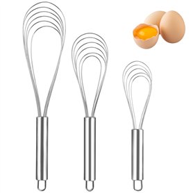 Miruchertter Lot de 3 fouets plats en acier inoxydable de 20