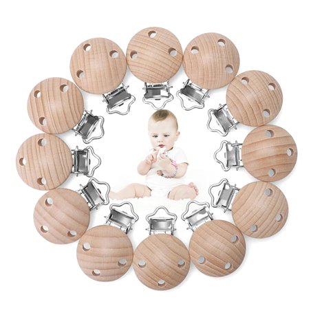 Kigniote 12 pièces d'attache-sucette en bois