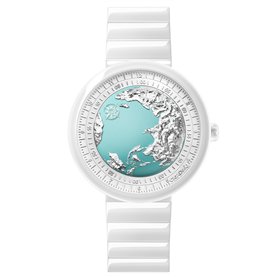 CIGA Design Montre Automatique Femme - Blue Planet Ice Age Série U Montre Céramique Style de Mode en Cristal Saphir avec Bracele