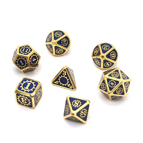 Fasizi Lot de 7 dés polyédriques en métal avec sac de rangement noir pour jeu de rôle Donjons et Dragons D&D Enseignement des ma