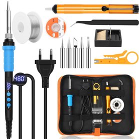 Dreamhigh®Fer A Souder Electronique De Precision Kit 80W Température Réglable 180-520°C Fer A Souder avec Interrupteur