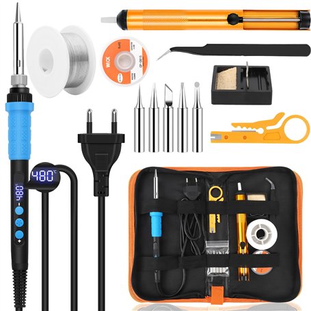 Dreamhigh®Fer A Souder Electronique De Precision Kit 80W Température Réglable 180-520°C Fer A Souder avec Interrupteur