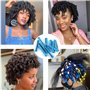 Lot de 60 petits bigoudis permanents en mousse - Pour cheveux longs, moyens et courts - Pas de chaleur - Bigoudis - Bleu