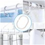 12 pièces Anneau Rideau Douche, Anneaux Rideaux en Forme de C,Crochet Rideau en Plastique,Crochet Rideau Douche en Blanc,Anneaux