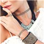 12 Pièces Collier Ras de Cou Femme,Collier Tatouage Bracelet Bague Ensemble,Collier Femme avec élastique Réglable,Collier Gothiq