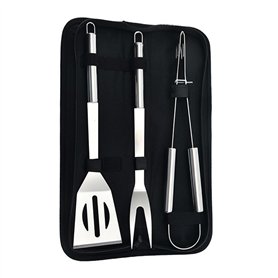 Lot de 3 ustensiles de barbecue en acier inoxydable de qualité supérieure avec étui de transport