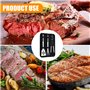 Lot de 3 ustensiles de barbecue en acier inoxydable de qualité supérieure avec étui de transport, comprenant spatule, pince, fou