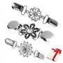 3 pièces dames cardigan de duckbill Clip clips de pull avec des fleurs strass