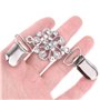 3 pièces dames cardigan de duckbill Clip clips de pull avec des fleurs strass, clips de chandail de couleur rétro argent pour fe