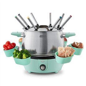 DASH DFM250GBAQ04 Appareil à Fondue en Acier Inoxydable de Luxe avec Contrôle de la température