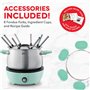 DASH DFM250GBAQ04 Appareil à Fondue en Acier Inoxydable de Luxe avec Contrôle de la température, fourchettes, Tasses et Support,