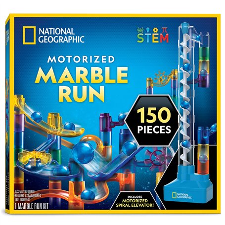 National Geographic Parcours de Billes avec Élévateur Motorisé - Kit 150 Pièces avec Élévateur Spiral