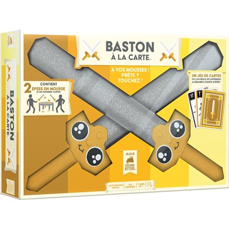 Asmodee - Baston A LA Carte - Jeu de Société Hilarant pourEnfants dès 7 Ans - Jeu de Cartes Famille Rapide - avec 2 Epées en Mou