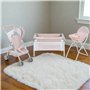 Olivia's Little World Station de Nurserie 3pcs Lit Bebe Chaise Haute et Poussette Rose Gris