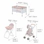 Olivia's Little World Station de Nurserie 3pcs Lit Bebe Chaise Haute et Poussette Rose Gris